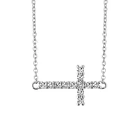 Silver Cubic Zirconia Cross Necklace