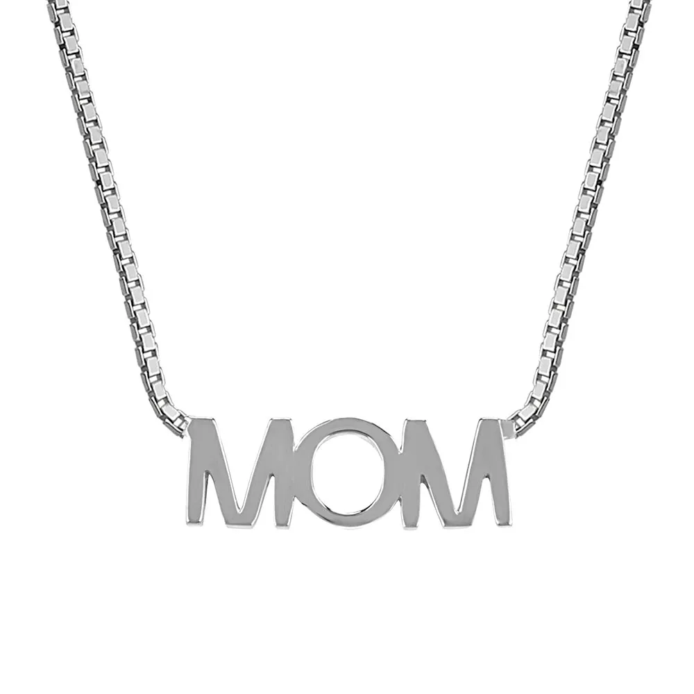 18″ Mom Necklace in Sterling Silver