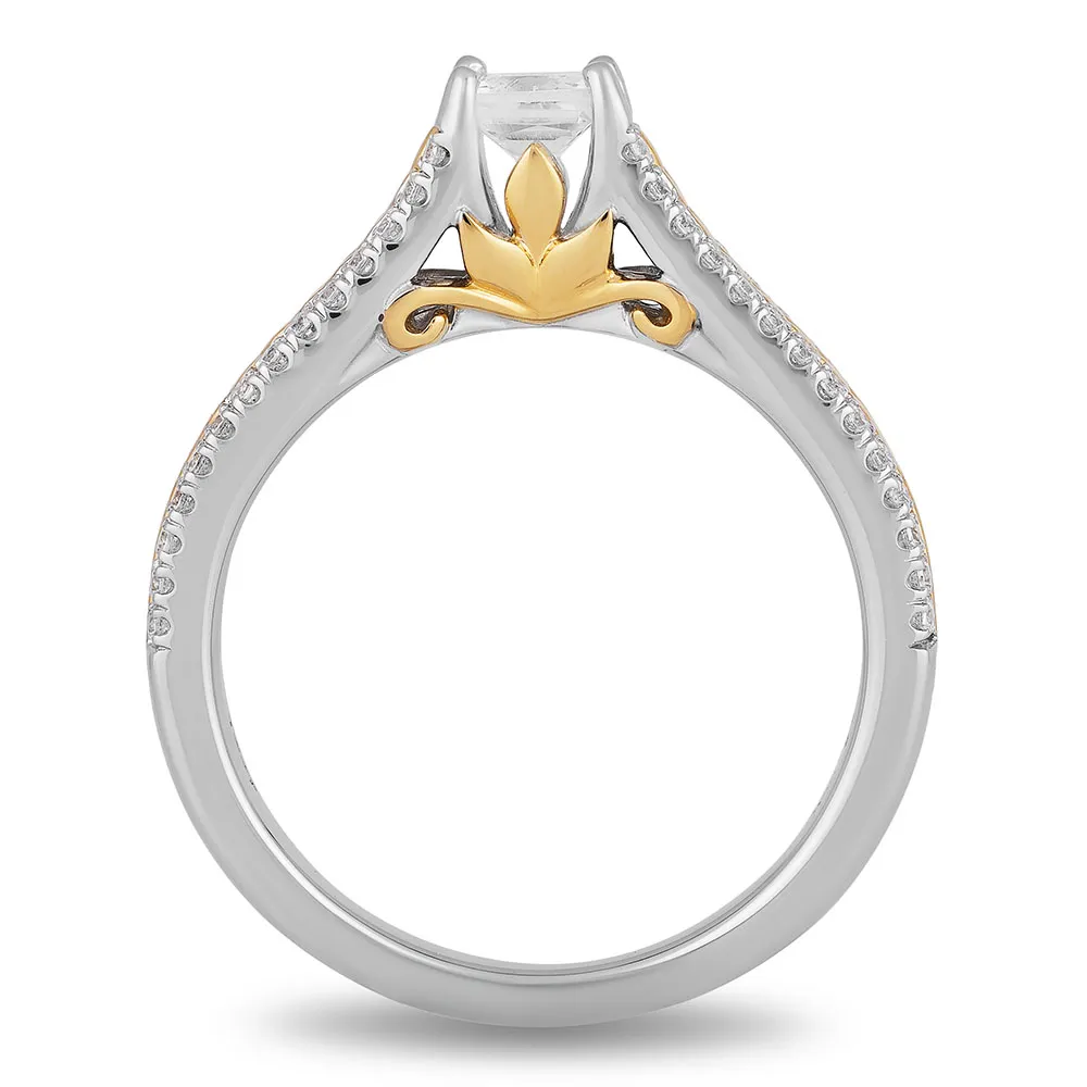 Enchanted Disney Anna Engagement Ring with .50 Carat TW of Diamonds in 14kt White and Yellow Gold