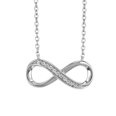 18″ Infinity Necklace with .04 Carat TW of Diamonds Sterling Silver