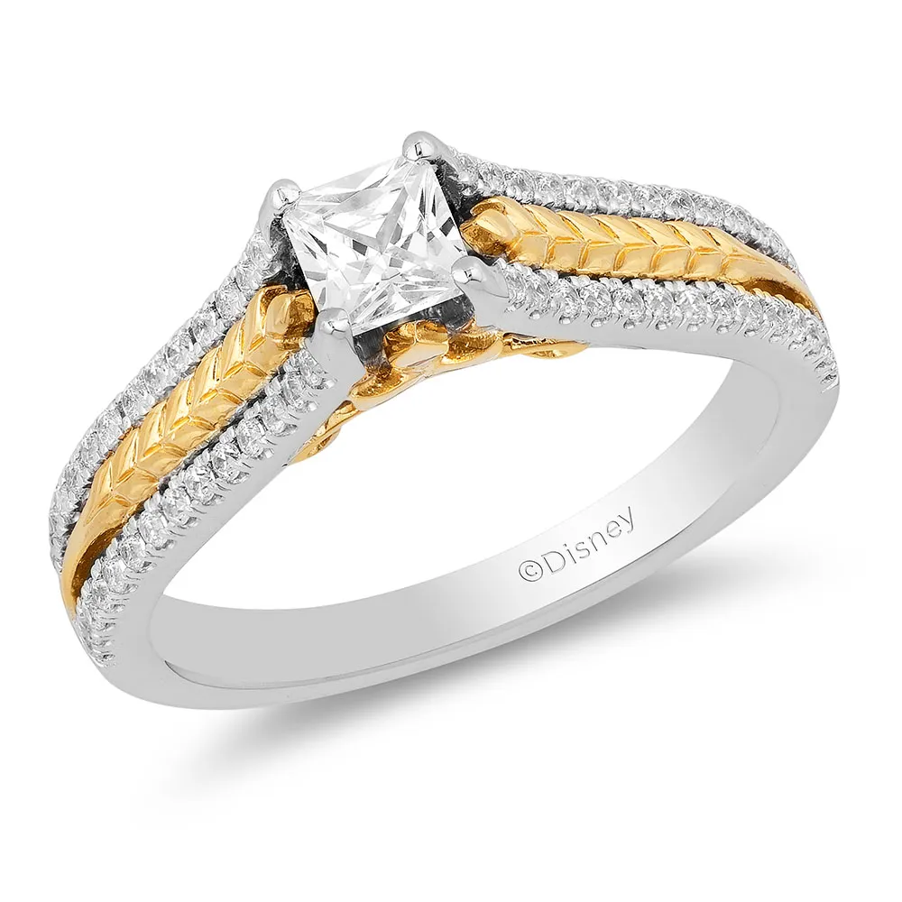 Enchanted Disney Anna Engagement Ring with .50 Carat TW of Diamonds in 14kt White and Yellow Gold