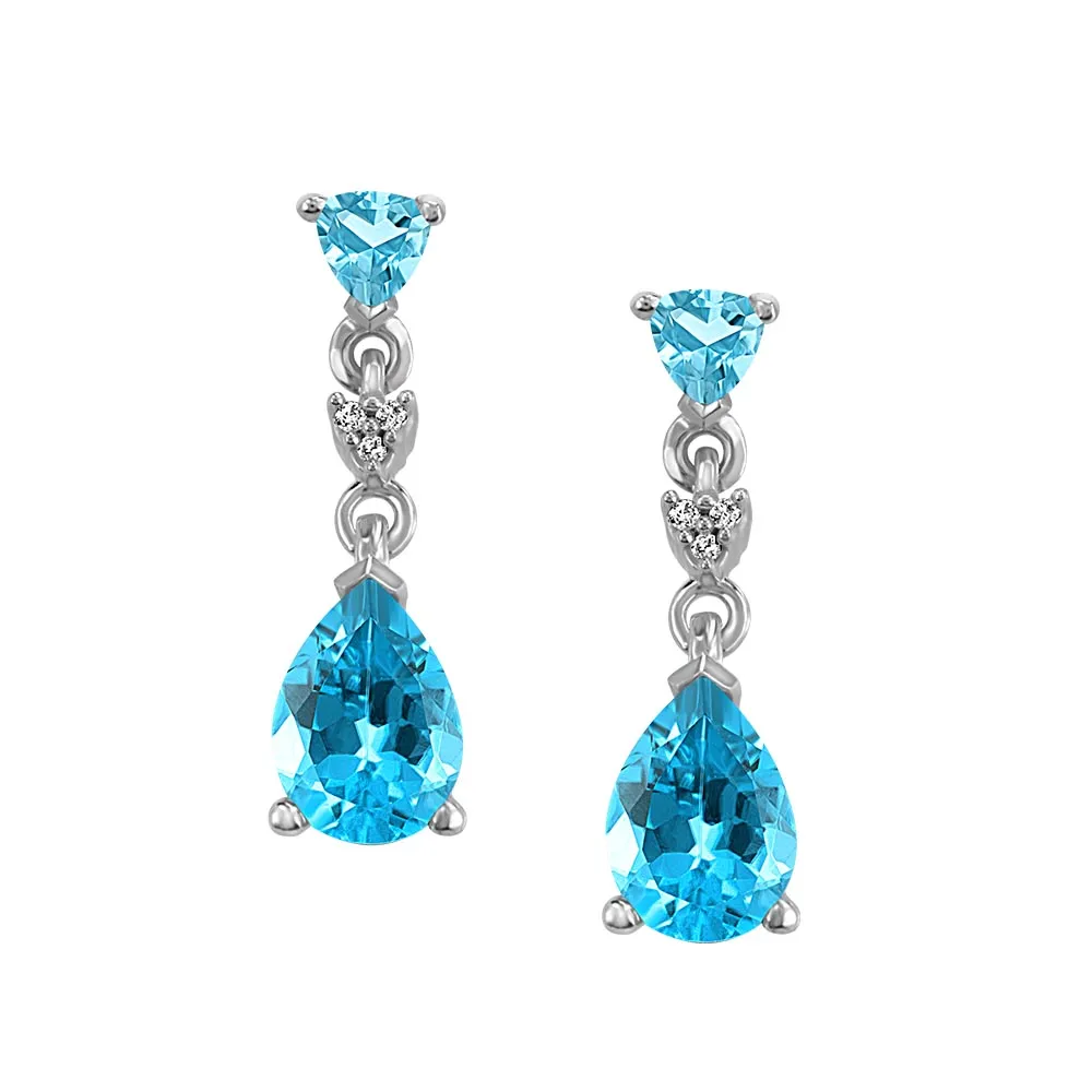 Earrings with .02 Carat TW of Diamonds and Blue Topaz 10kt White Gold