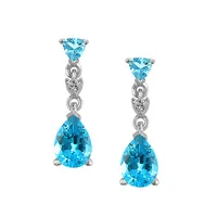 Earrings with .02 Carat TW of Diamonds and Blue Topaz 10kt White Gold