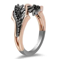 Enchanted Disney Villain Maleficent Ring with .10 Carat TW of Black Diamonds Rhodium Plated Sterling Silver and 10kt Rose Gold