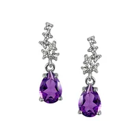 Earrings with Amethyst and Cubic Zirconia in Sterling Silver