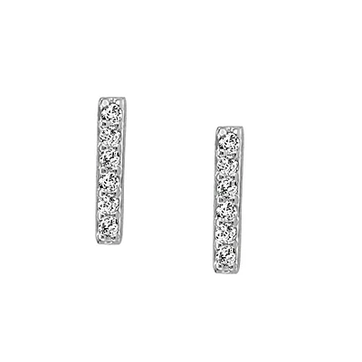 Bar Stud Earrings with Cubic Zirconia Sterling Silver