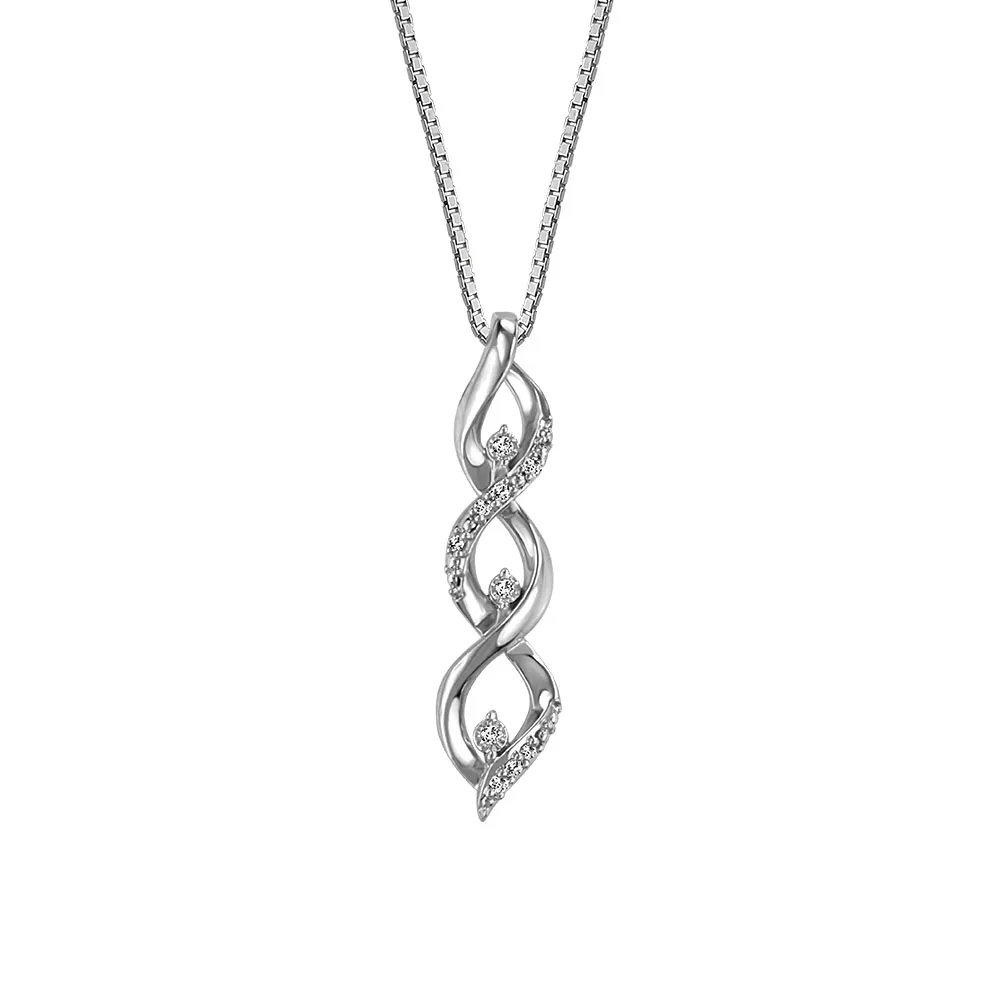 Infinity Pendant with .05 Carat TW of Diamonds Sterling Silver Chain