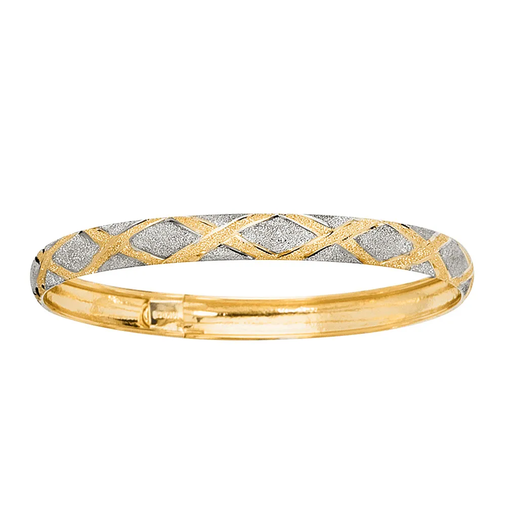 Fancy Bangle in 10kt White and Yellow Gold