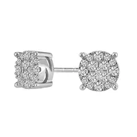 Cluster Stud Earrings with .50 Carat TW of Diamonds in Sterling Silver