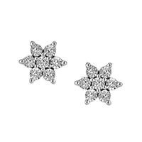 Snowflake Earrings with .05 Carat TW of Diamonds in Sterling Silver