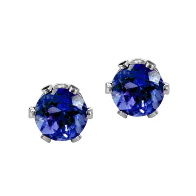 Childrens’ Precious Forever Earrings with Blue Sapphire in 14kt White Gold