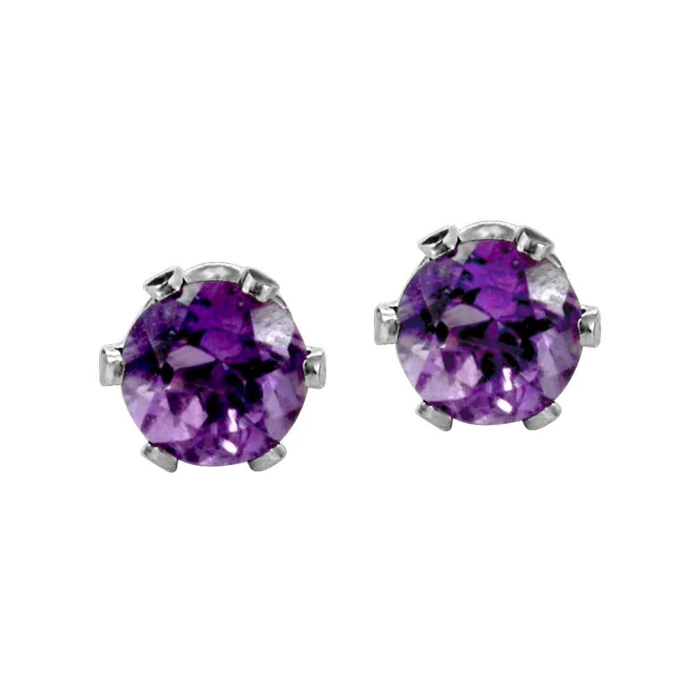 Childrens’ Precious Forever Earrings with Amethyst in 14kt White Gold