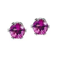 Childrens’ Precious Forever Earrings with Pink Topaz in 14kt White Gold