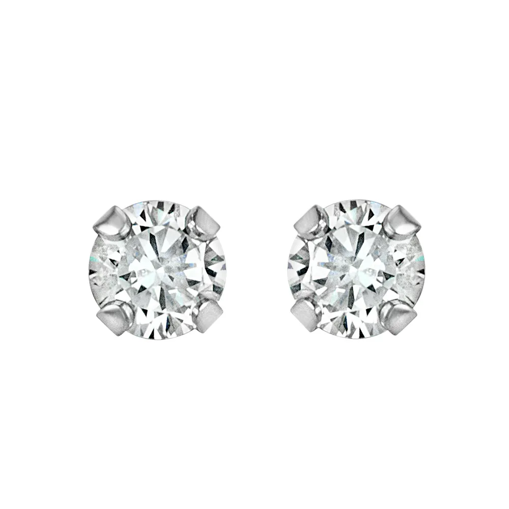 Childrens’ Precious Forever Earrings with Cubic Zirconia in 14kt White Gold