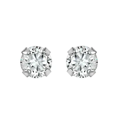 Childrens’ Precious Forever Earrings with Cubic Zirconia in 14kt White Gold