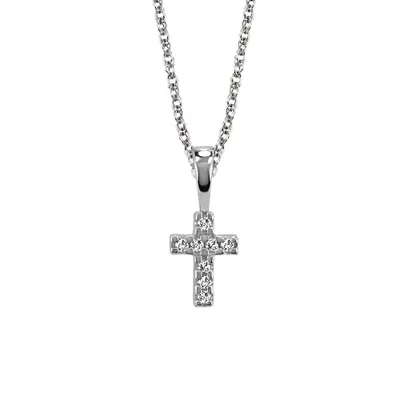 Childrens’ Precious Forever Cross Pendant with Cubic Zirconia in Sterling Silver with Chain