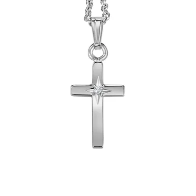 Childrens’ Precious Forever Cross Pendant with Diamonds in Sterling Silver with Chain