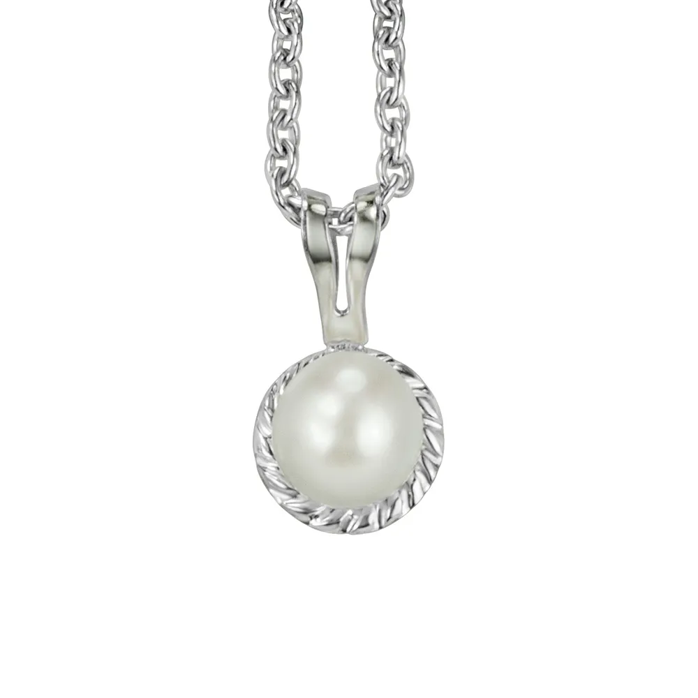 Childrens’ Precious Forever Pendant with Pearl in Sterling Silver with Chain