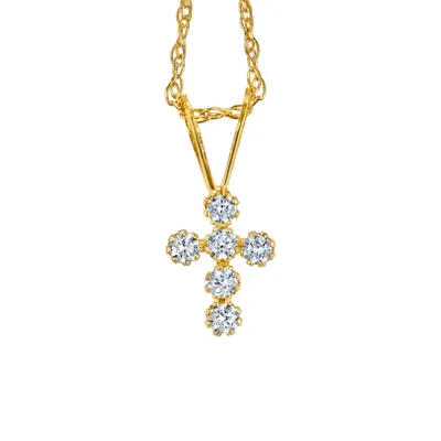 Childrens’ Precious Forever Cross Pendant with Cubic Zirconia in 14kt Yellow Gold with Chain