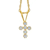 Childrens’ Precious Forever Cross Pendant with Cubic Zirconia in 14kt Yellow Gold with Chain