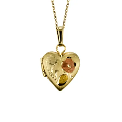 Childrens’ Precious Forever Heart Locket in 14kt White, Yellow and Rose Gold with Chain