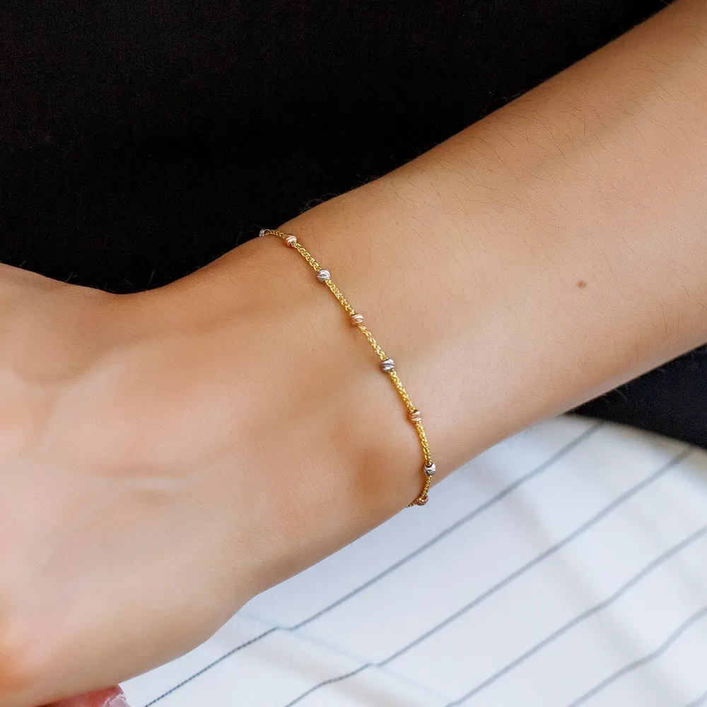 Adjustable Bracelet in 14kt Yellow, White, and Rose Gold