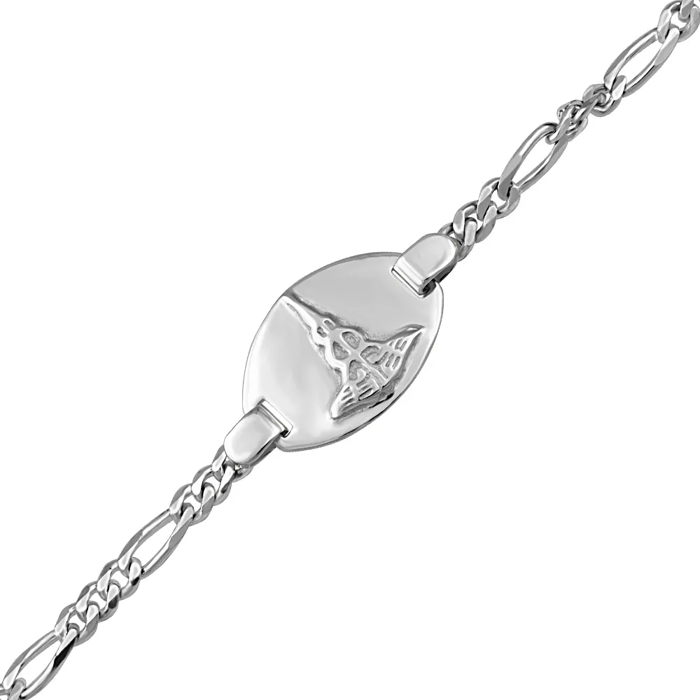 7” Figaro Medical Alert Bracelet in Sterling Silver