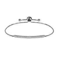 Adjustable Bracelet with Cubic Zirconia in Sterling Silver