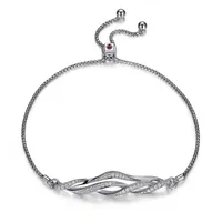 9″ Elle Ocean Bolo Bracelet with Cubic Zirconia in Sterling Silver