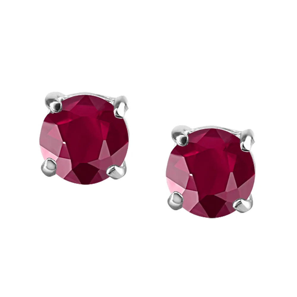 4MM Stud Earrings With Ruby 14kt White Gold