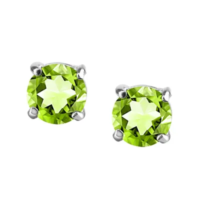 4MM Stud Earrings With Peridot 14kt White Gold