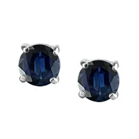 4MM Stud Earrings With Sapphire 14kt White Gold