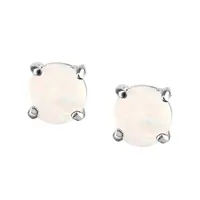 4MM Stud Earrings With Opal 14kt White Gold