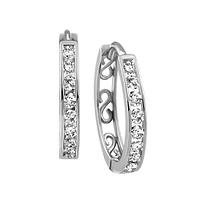 Hoop Earrings with .10 Carat TW of Diamonds in 10kt White Gold – Half Pair