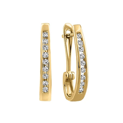 Hoop Earrings with Carat TW of Diamonds in 10kt Yellow Gold