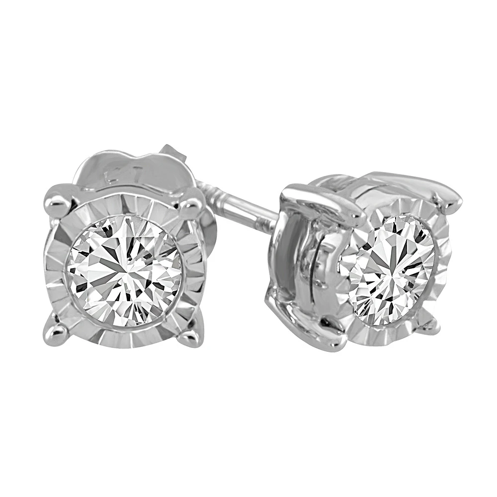 Illusion Set Stud Earrings with .20 Carat TW of Diamonds 10kt White Gold