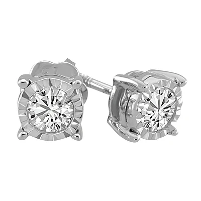 Illusion Set Stud Earrings with .20 Carat TW of Diamonds in 10kt White Gold