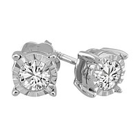 Illusion Set Stud Earrings with .20 Carat TW of Diamonds 10kt White Gold