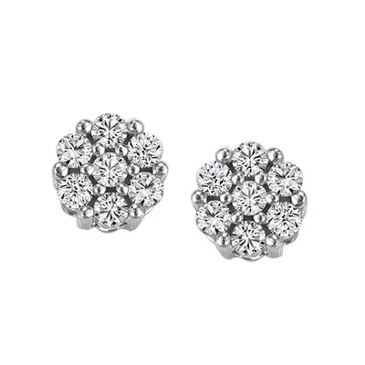 Cluster Earrings with .50 Carat TW of Diamonds in 14kt White Gold