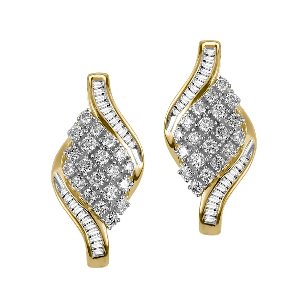 Earrings with .75 Carat TW of Diamonds 10kt Yellow Gold