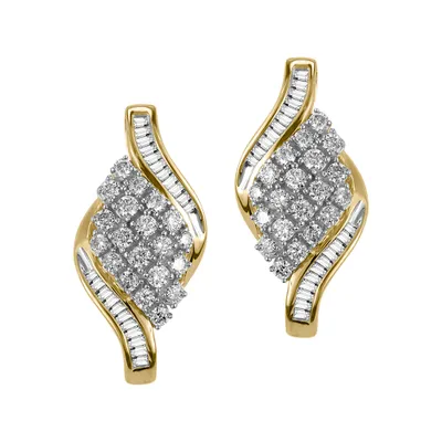 Earrings with .75 Carat TW of Diamonds in 10kt Yellow Gold