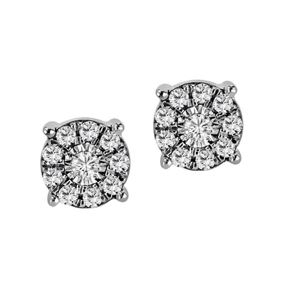 Stud Earrings with .10 Carat TW of Diamonds in 10kt White Gold