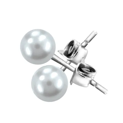 5mm White Pearl Stud Earrings Sterling Silver