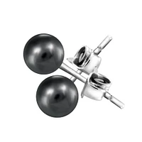 6mm Black Pearl Stud Earrings in Sterling Silver