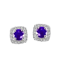 Stud Earrings with .16 Carat TW of Diamonds and Tanzanite 10kt White Gold