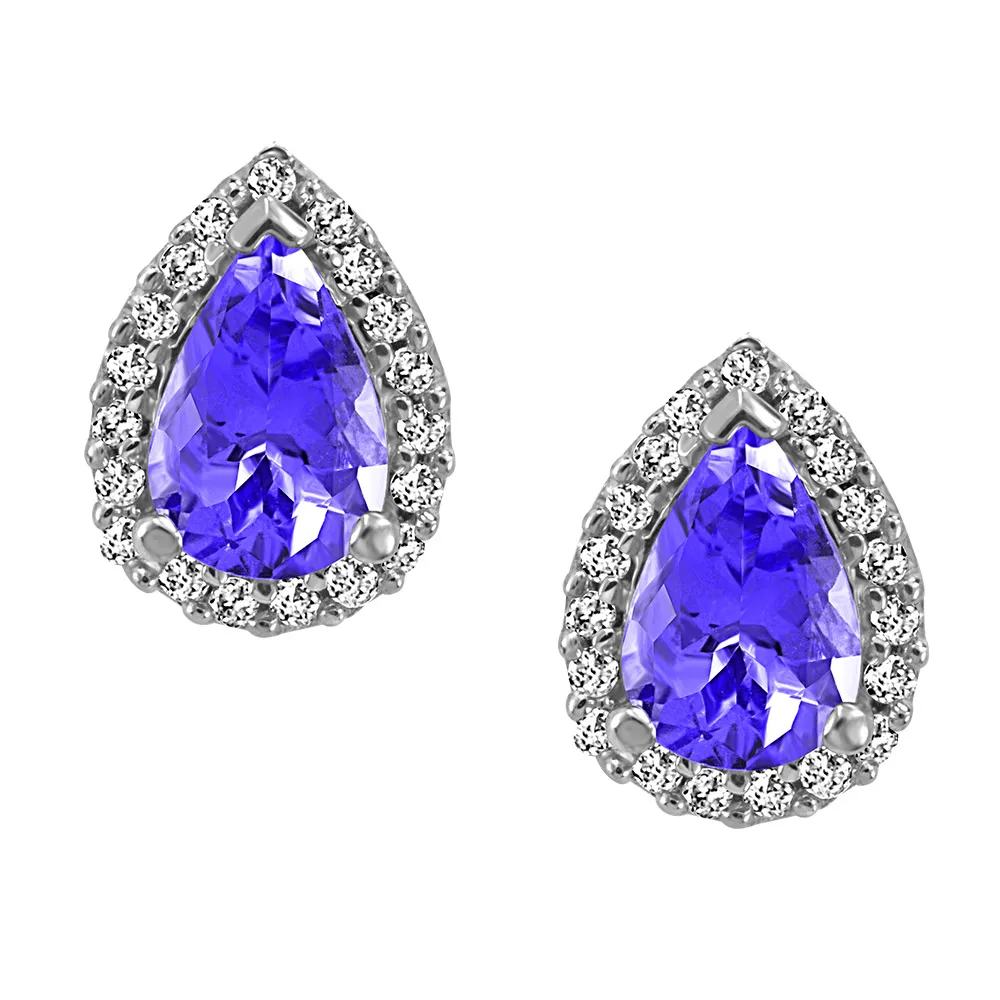 Earrings with .12 Carat TW of Diamonds and Tanzanite 10kt White Gold