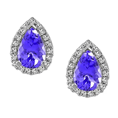 Earrings with .12 Carat TW of Diamonds and Tanzanite 10kt White Gold