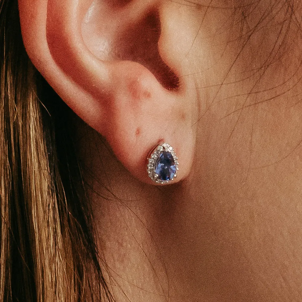 Earrings with .12 Carat TW of Diamonds and Tanzanite 10kt White Gold