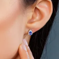 Earrings with .12 Carat TW of Diamonds and Tanzanite 10kt White Gold