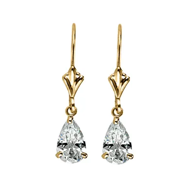 Drop Earrings with Cubic Zirconia 10kt Gold